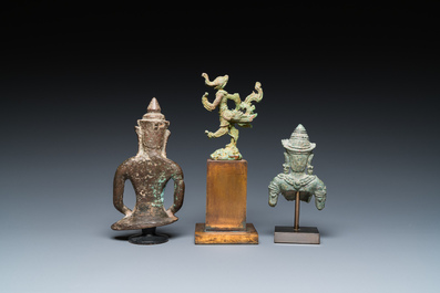 Trois sculptures en bronze figurant Bouddha, Himmapan et Uma, Khmer, Cambodge et Tha&iuml;lande, Bayon, 11&egrave;me et post&eacute;rieur