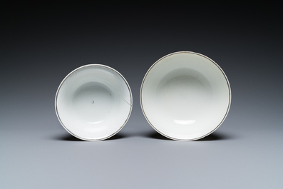 Deux bols en porcelaine de Chine famille rose &agrave; sujet europ&eacute;en, Qianlong