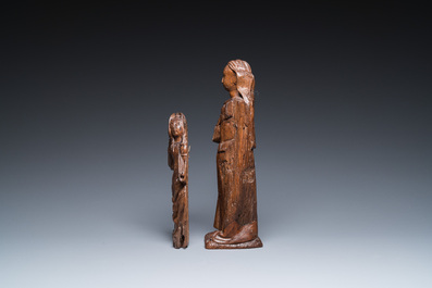 Two wood sculptures of Saint Cecilia and Mary Magdalene, Flanders and Germany, 16th C.