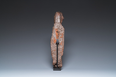 A Spanish polychromed chestnut 'Sedes Sapientiae' sculpture, Catalonia, 14th C.