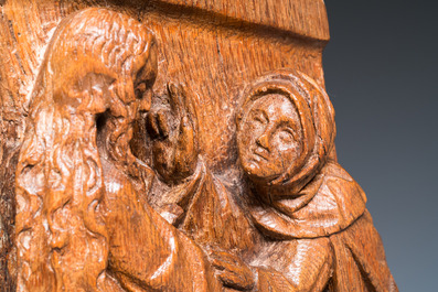 A carved oak retable fragment depicting 'The Annunciation', North-Brabant, 15th C.