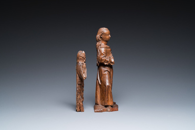 Two wood sculptures of Saint Cecilia and Mary Magdalene, Flanders and Germany, 16th C.