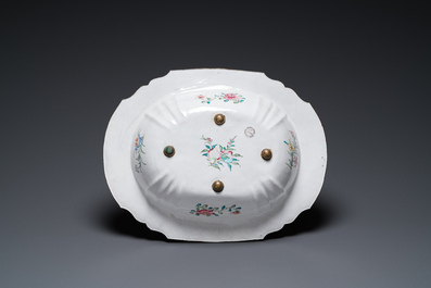 A Chinese Canton enamel helm-shaped ewer with shell-shaped basin, Qianlong