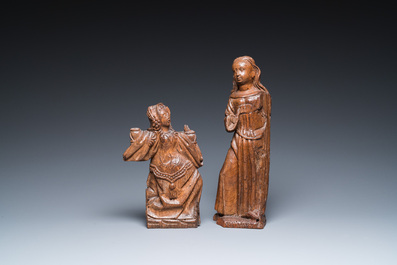 Two wood sculptures of Saint Cecilia and Mary Magdalene, Flanders and Germany, 16th C.