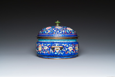 A Chinese Canton enamel three-piece warming bowl, Qianlong