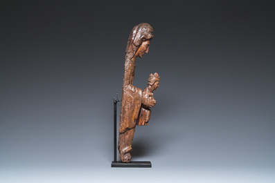 A Spanish polychromed chestnut 'Sedes Sapientiae' sculpture, Catalonia, 14th C.
