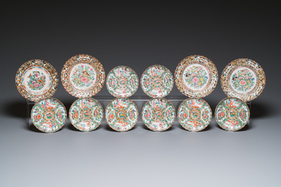 A collection of 28 Chinese Canton famille rose wares, 19th C.