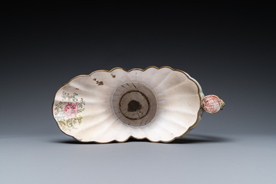 A Chinese Canton enamel helm-shaped ewer with shell-shaped basin, Qianlong