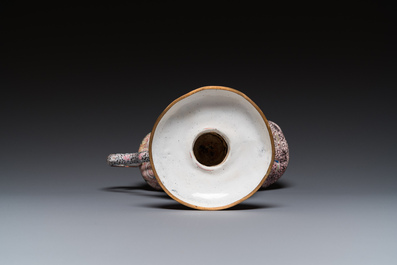 A Chinese Canton enamel helm-shaped ewer with shell-shaped basin, Yongzheng/Qianlong