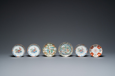 A varied collection of Chinese plates, cups and saucers, Kangxi and later