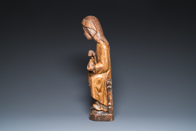 Sedes Sapientiae en bois sculpt&eacute; et polychrom&eacute;, Espagne, Catalogne, 15/16&egrave;me