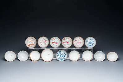 Een diverse collectie Chinese borden, koppen en schotels, Kangxi en later