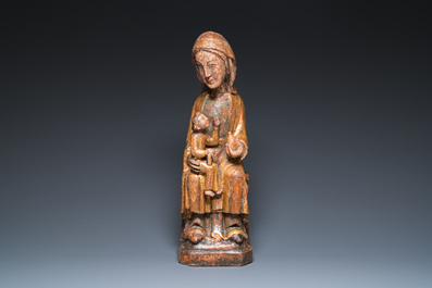 Sedes Sapientiae en bois sculpt&eacute; et polychrom&eacute;, Espagne, Catalogne, 15/16&egrave;me