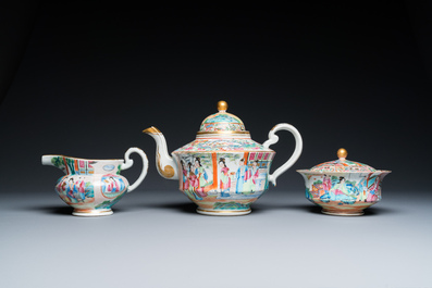 A Chinese Canton famille rose 24-piece tea service, 19th C.