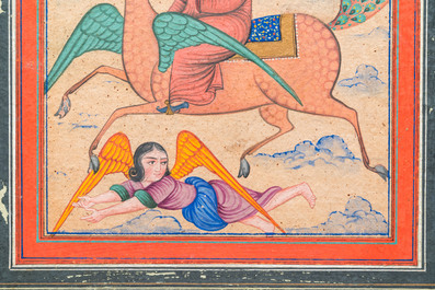 Persian school, miniature: 'Prophet Muhammad on his steed Buraq'