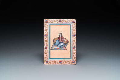 Qajar school, miniatuur: 'Rustende dame'