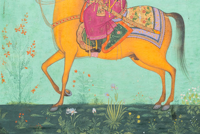 Indian school miniature: 'Portrait of Akbar the Great, the third Mughal emperor'