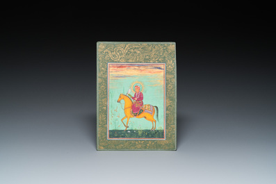 Indian school miniature: 'Portrait of Akbar the Great, the third Mughal emperor'