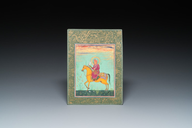 Ecole indienne, miniature: 'Portrait d'Akbar le Grand, le troisi&egrave;me empereur moghol'