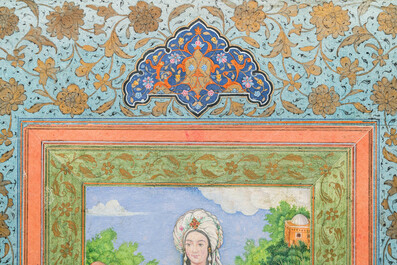 Ecole qajare, miniature: 'Portrait d'une femme'