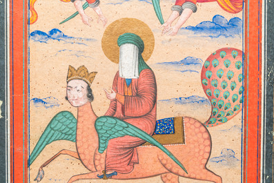 Persian school, miniature: 'Prophet Muhammad on his steed Buraq'