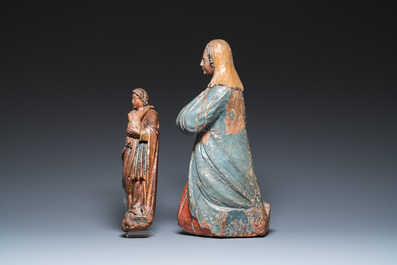 Two polychromed wood sculptures of Mary, 16th C.