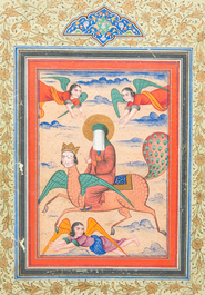 Persian school, miniature: 'Prophet Muhammad on his steed Buraq'