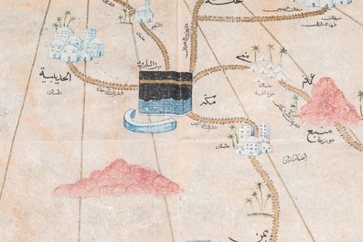 Ottoman school: 'A map centrally depicting the Kaaba in Mecca'