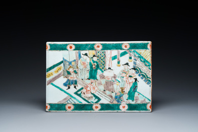A Chinese famille verte &lsquo;narrative subject&rsquo; tile, 19th C.