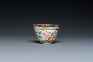 A Chinese Canton enamel 'foreigners' wine cup, Yongzheng