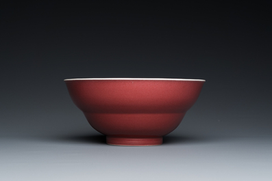 A Chinese liver-red-glazed bowl, Qianlong mark and of the period