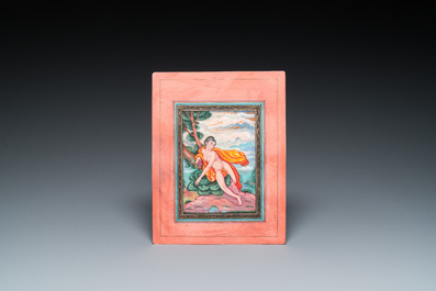 Qajar school, miniature: 'Portrait of a naked lady representing fertility and the woman as the source of life'