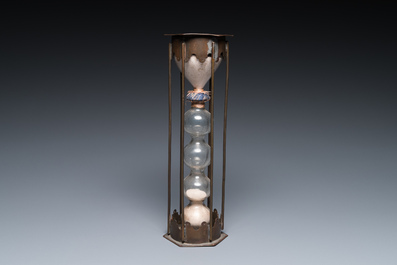 A copper-mounted glass hourglass, probably France, 1st half 18th C.