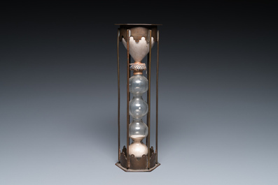 A copper-mounted glass hourglass, probably France, 1st half 18th C.