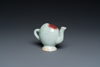 A Chinese miniature peach-shaped Jun-type 'Cadogan' ewer, Qianlong