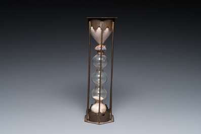 A copper-mounted glass hourglass, probably France, 1st half 18th C.