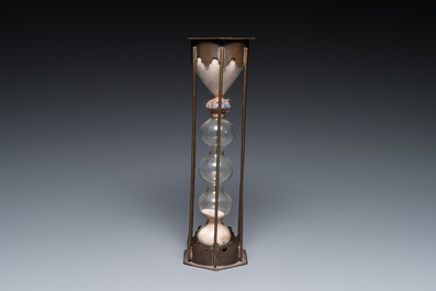 A copper-mounted glass hourglass, probably France, 1st half 18th C.
