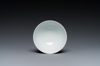 A Chinese monochrome copper-red-glazed bowl, Yongzheng mark but probably later