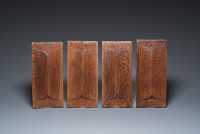 A collection of 15 carved wooden linenfold panels, mostly Flanders, 14/16th C.