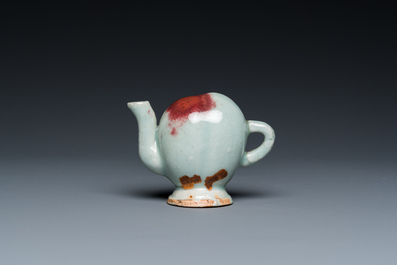 A Chinese miniature peach-shaped Jun-type 'Cadogan' ewer, Qianlong