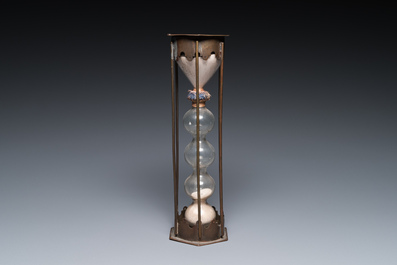 A copper-mounted glass hourglass, probably France, 1st half 18th C.