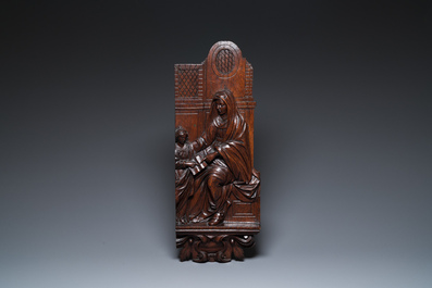 Drie fraai gestoken eikenhouten panelen, Frankrijk en Vlaanderen, 17e eeuw