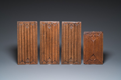 A collection of 15 carved wooden linenfold panels, mostly Flanders, 14/16th C.