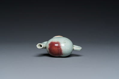 A Chinese miniature peach-shaped Jun-type 'Cadogan' ewer, Qianlong