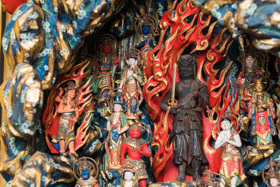 A Japanese Fudō Myōō zushi shrine in partly gilded, lacquered and painted wood, Edo, 18/19th C.