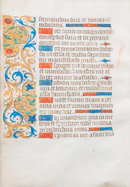 Deux pages d'un manuscrit enlumin&eacute;, peut-&ecirc;tre d'un Livre d'heures, probablement Flandre, 16&egrave;me