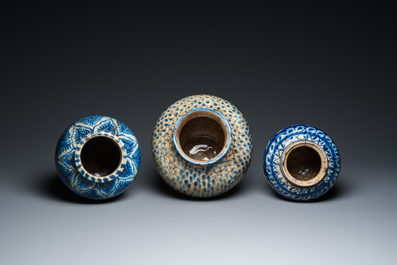 Six blue and white Islamic pottery storage jars, Persia, 17/19th C.