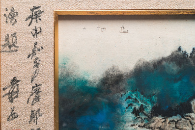 Navolger van Zhang Daqian 張大千 (1898-1983): 'Landschap', inkt en kleur op papier