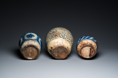 Six blue and white Islamic pottery storage jars, Persia, 17/19th C.