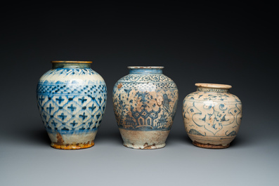 Six blue and white Islamic pottery storage jars, Persia, 17/19th C.